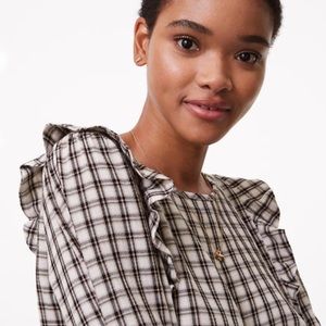 NWOT Ann Taylor LOFT Plaid Ruffle Blouse
